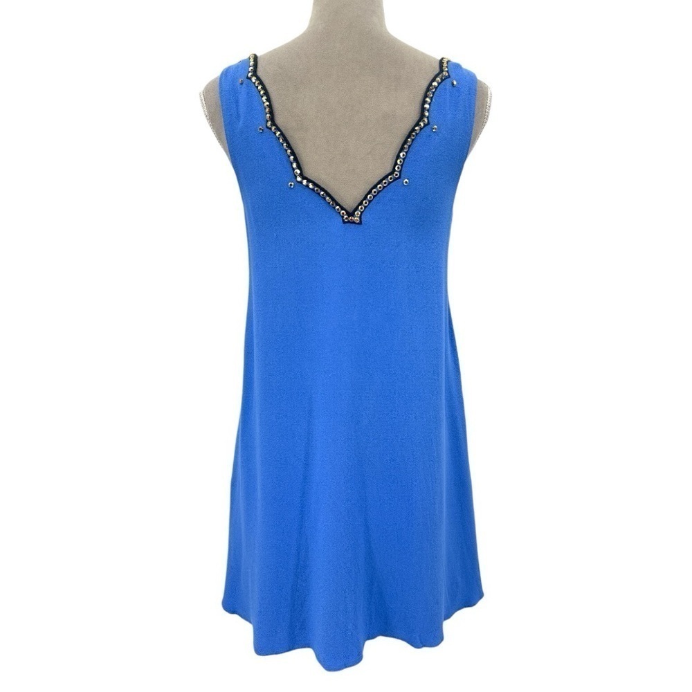 Lilly Pulitzer Owen Beaded Scallop V-Neck Swing Party Dress - Beckon Blue -Small - Picture 8 of 12
